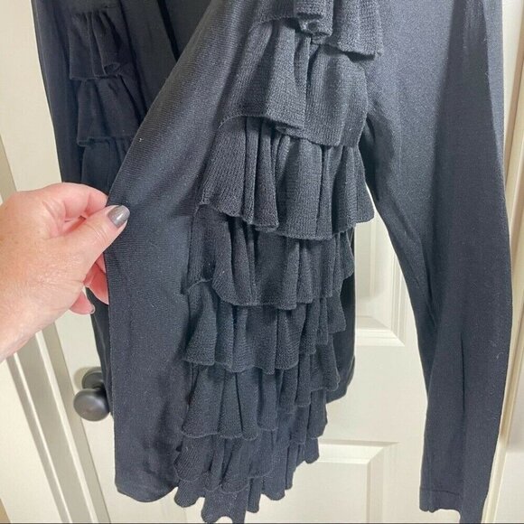 Kenneth Cole Reaction Black Ruffle Cardigan - Picture 3 of 4